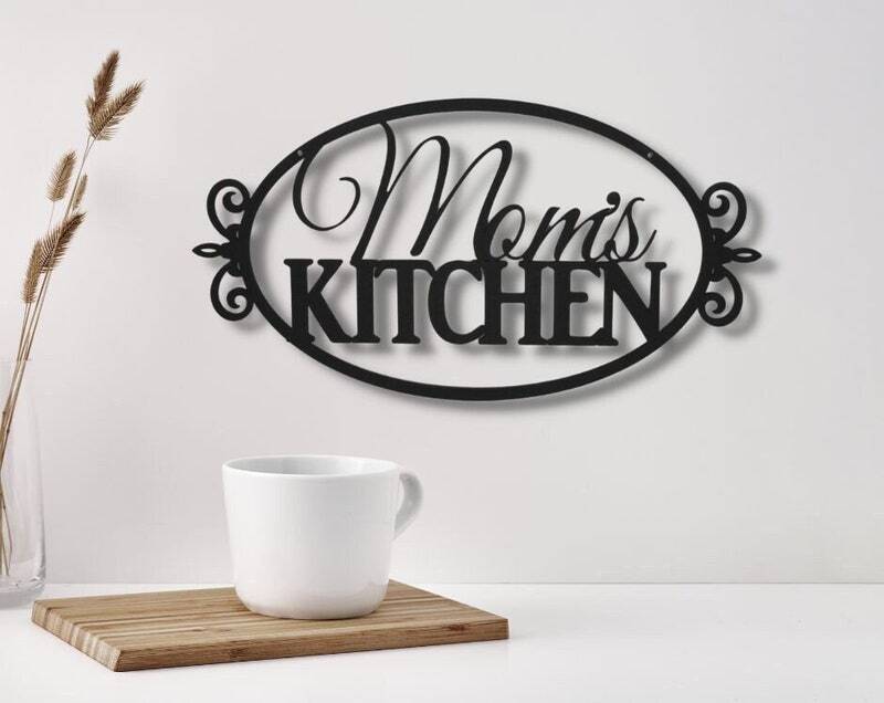 Custom Kitchen Metal Sign - Mom's Personalized Heart Wall Decor - Personalize Wall Art