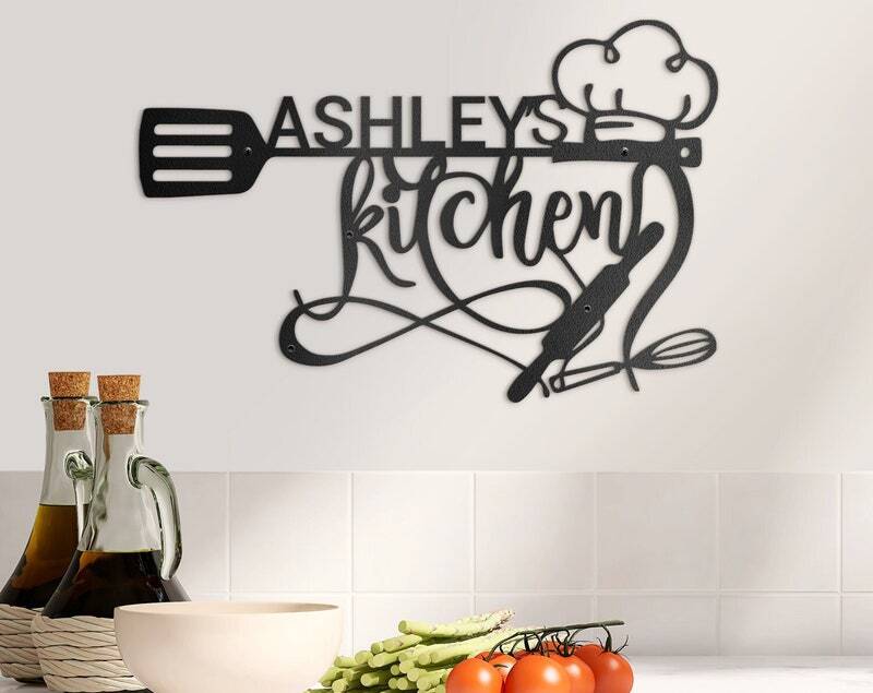 Mom's Kitchen Rules - Personalized Metal Sign Wall Decor - Personalize Wall Art