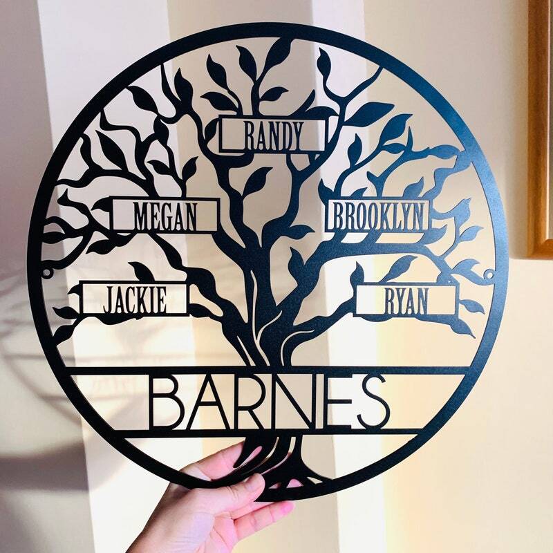 Rooted in Love - Custom Family Tree Metal Sign for Mom