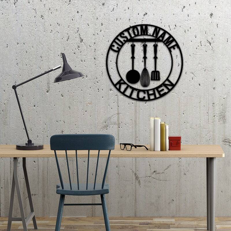 Cherished Mom's Kitchen Personalized Metal Wall Sign