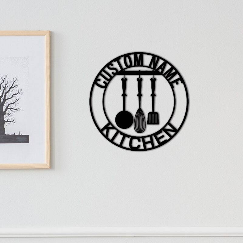 Cherished Mom's Kitchen Personalized Metal Wall Sign