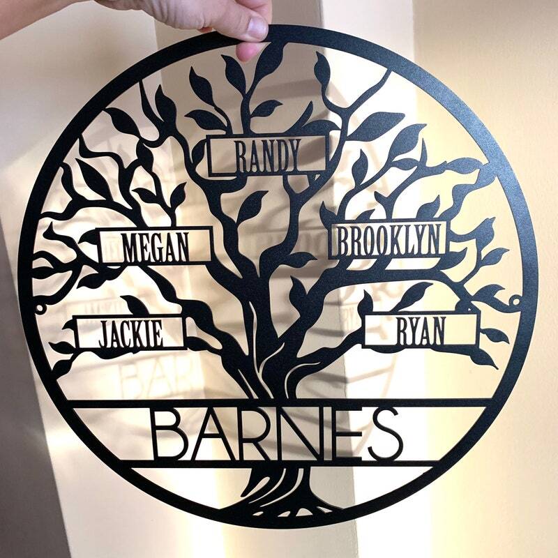 Rooted in Love - Custom Family Tree Metal Sign for Mom
