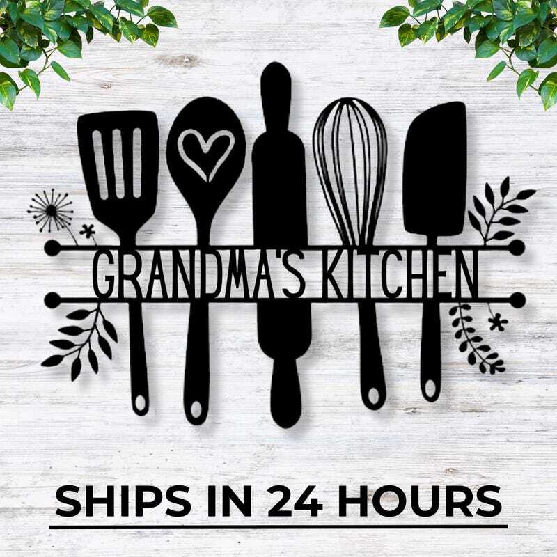 Treasured Kitchen Metal Sign - Custom Farmhouse Decor for Mom - Personalize Wall Art