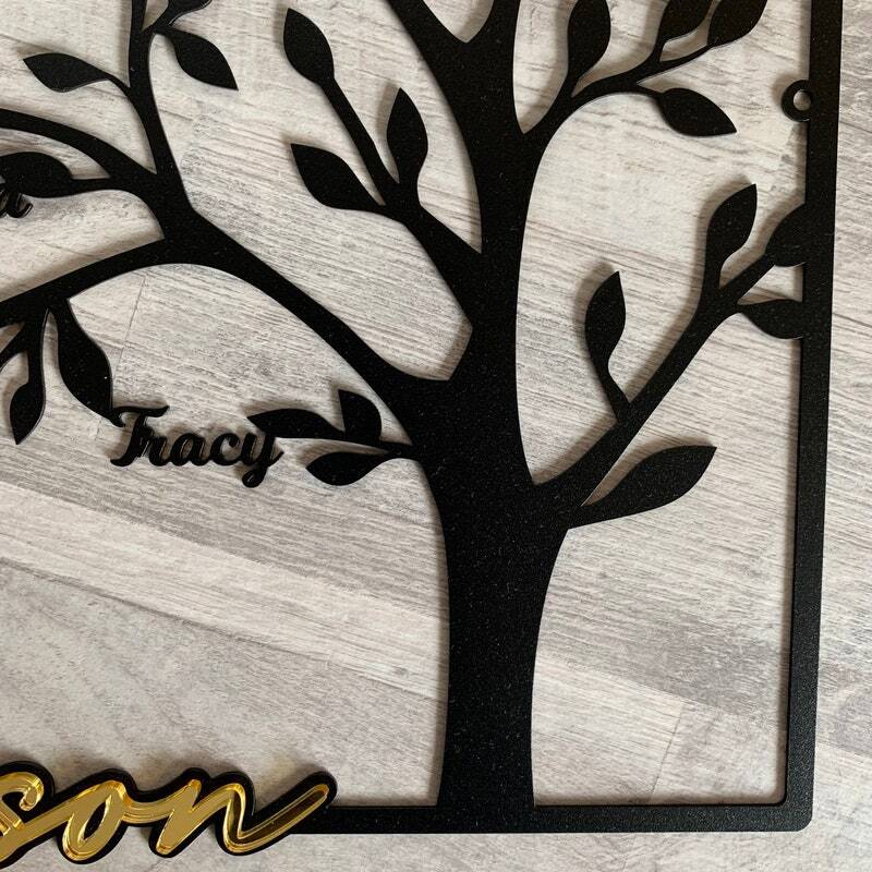 Enduring Family Tree Metal Sign with Custom Name & Birds