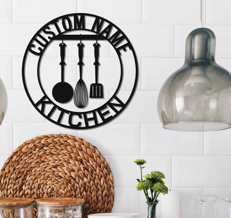 Cherished Mom's Kitchen Personalized Metal Wall Sign