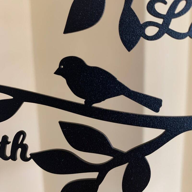 Enduring Family Tree Metal Sign with Custom Name & Birds