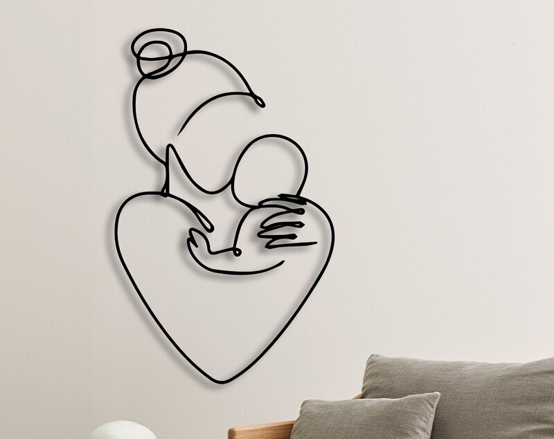 Elegant Metal Sign - A Mother's Love for Her Son, Minimalist Art