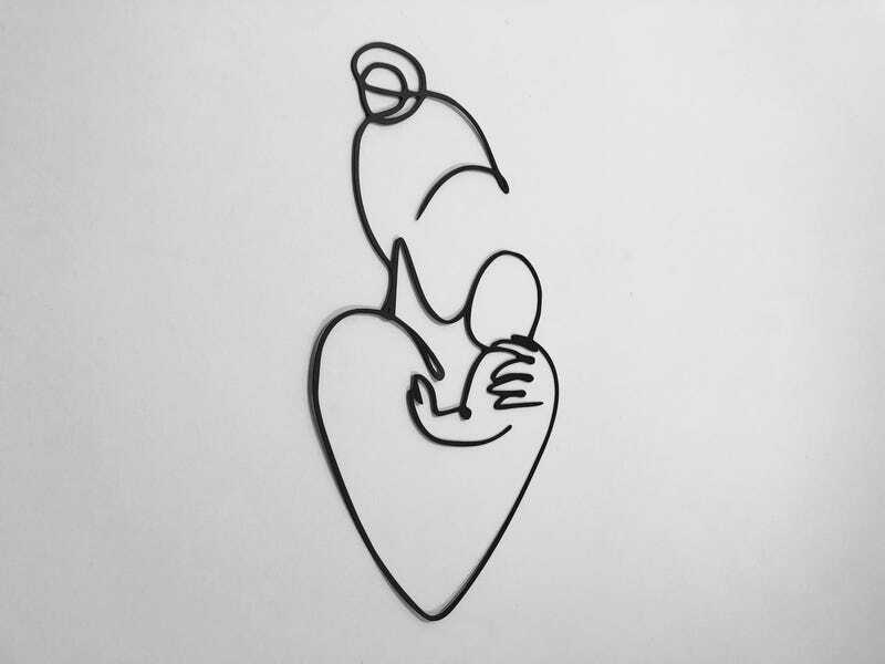 Elegant Metal Sign - A Mother's Love for Her Son, Minimalist Art