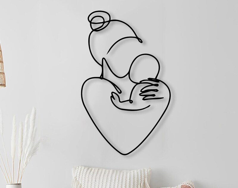 Elegant Metal Sign - A Mother's Love for Her Son, Minimalist Art