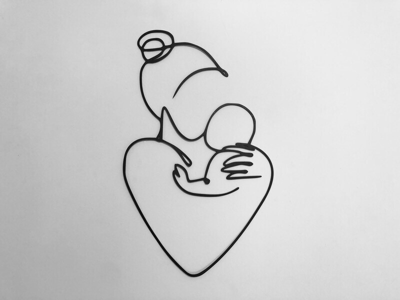 Elegant Metal Sign - A Mother's Love for Her Son, Minimalist Art