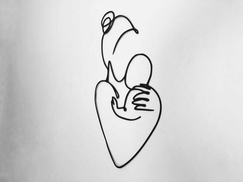 Elegant Metal Sign - A Mother's Love for Her Son, Minimalist Art