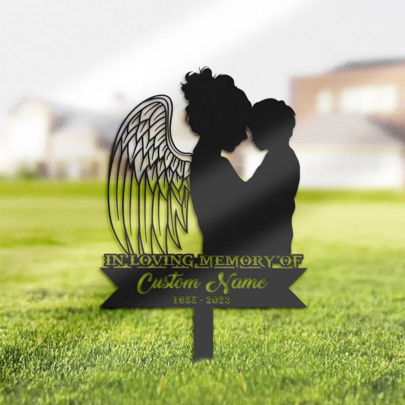 Forever in Our Hearts Metal Sign - Personalized Mother & Son Memorial