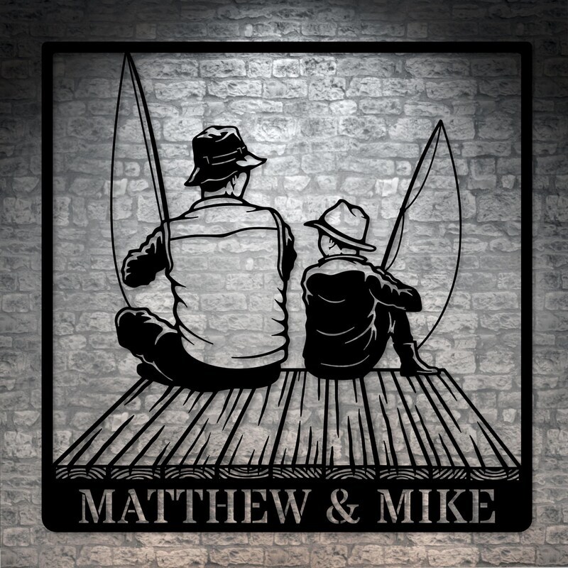 Personalized Metal Sign - The Fisherman's Custom Wall Art for Dad - Personalize Wall Art