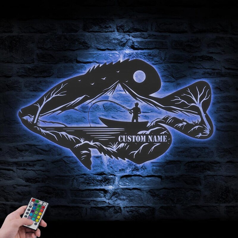 Ultimate Angler Dad LED Metal Sign - Personalized Crappie Art