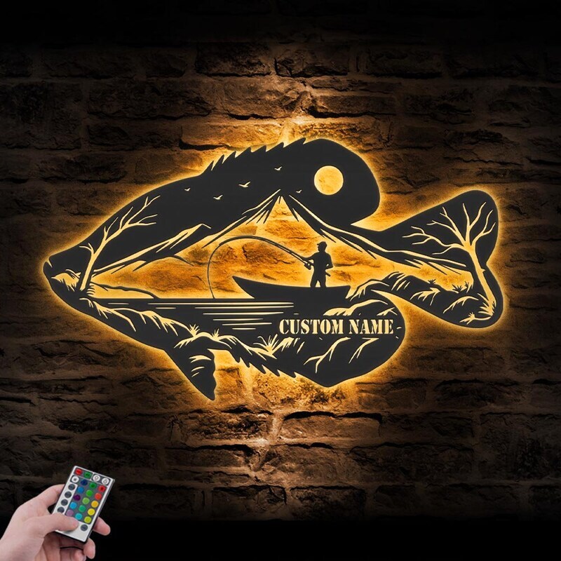 Ultimate Angler Dad LED Metal Sign - Personalized Crappie Art - Personalize Wall Art