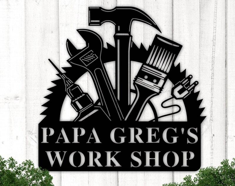 Heartfelt Workshop Metal Sign - Personalized Gift for Dad & Grandpa - Personalize Wall Art
