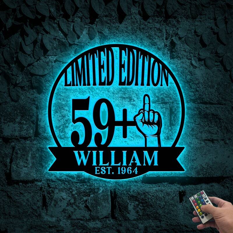 Custom LED Metal Sign - 60th Birthday Gift for Husband or Dad - Personalize Wall Art