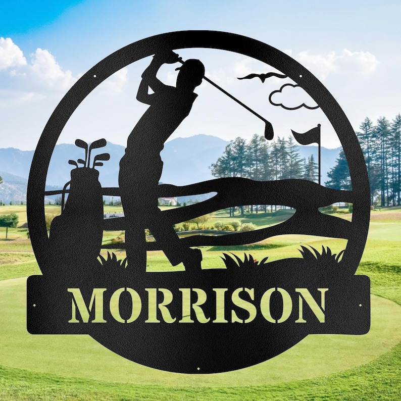 Heartfelt Golf-Themed Metal Sign for Dad's Custom Name - Personalize Wall Art