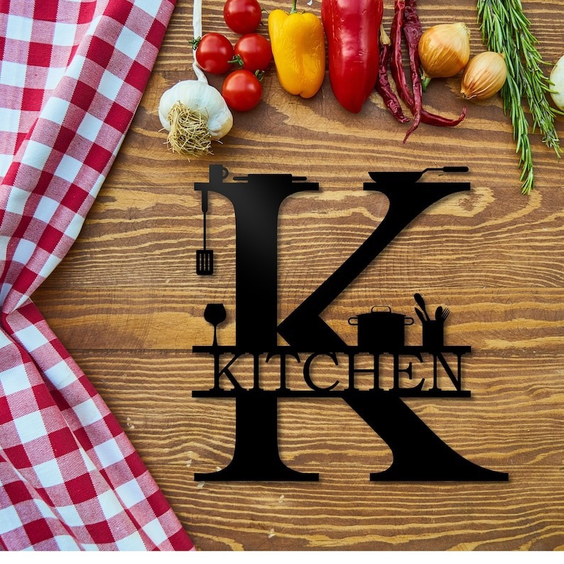 Modern Kitchen Statement - Sleek Black Metal Wall Sign