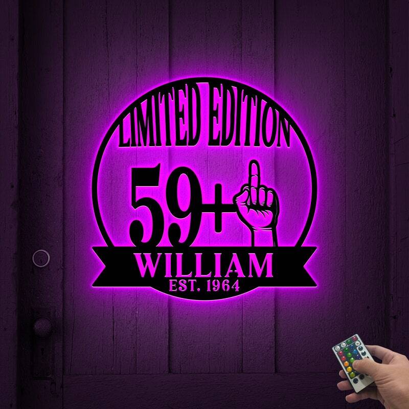 Custom LED Metal Sign - 60th Birthday Gift for Husband or Dad