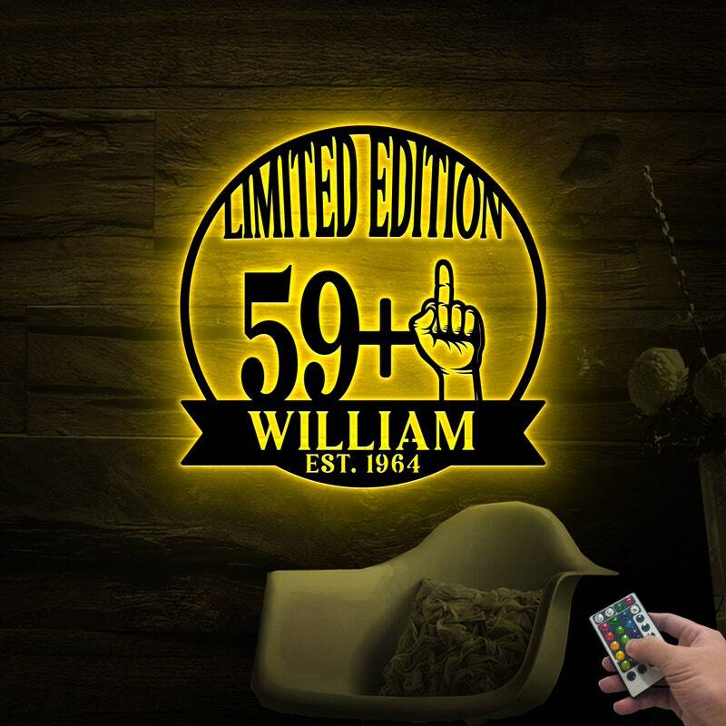Custom LED Metal Sign - 60th Birthday Gift for Husband or Dad