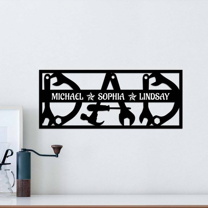 Heartfelt Metal Sign - Dad's Personalized Garage Mechanic LED Art
