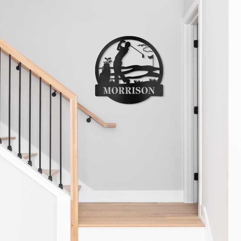 Heartfelt Golf-Themed Metal Sign for Dad's Custom Name