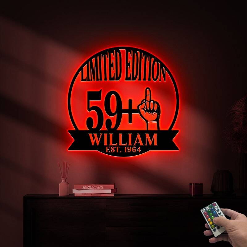 Custom LED Metal Sign - 60th Birthday Gift for Husband or Dad