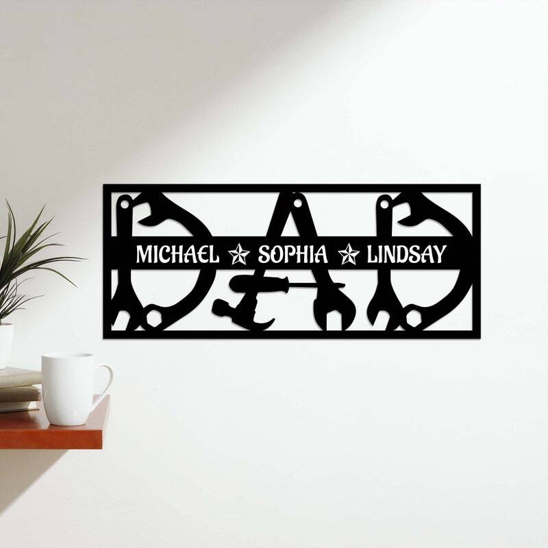 Heartfelt Metal Sign - Dad's Personalized Garage Mechanic LED Art