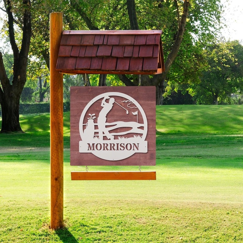 Heartfelt Golf-Themed Metal Sign for Dad's Custom Name