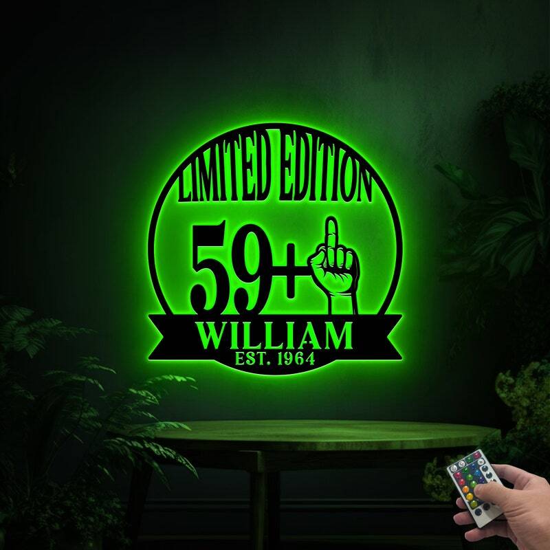 Custom LED Metal Sign - 60th Birthday Gift for Husband or Dad