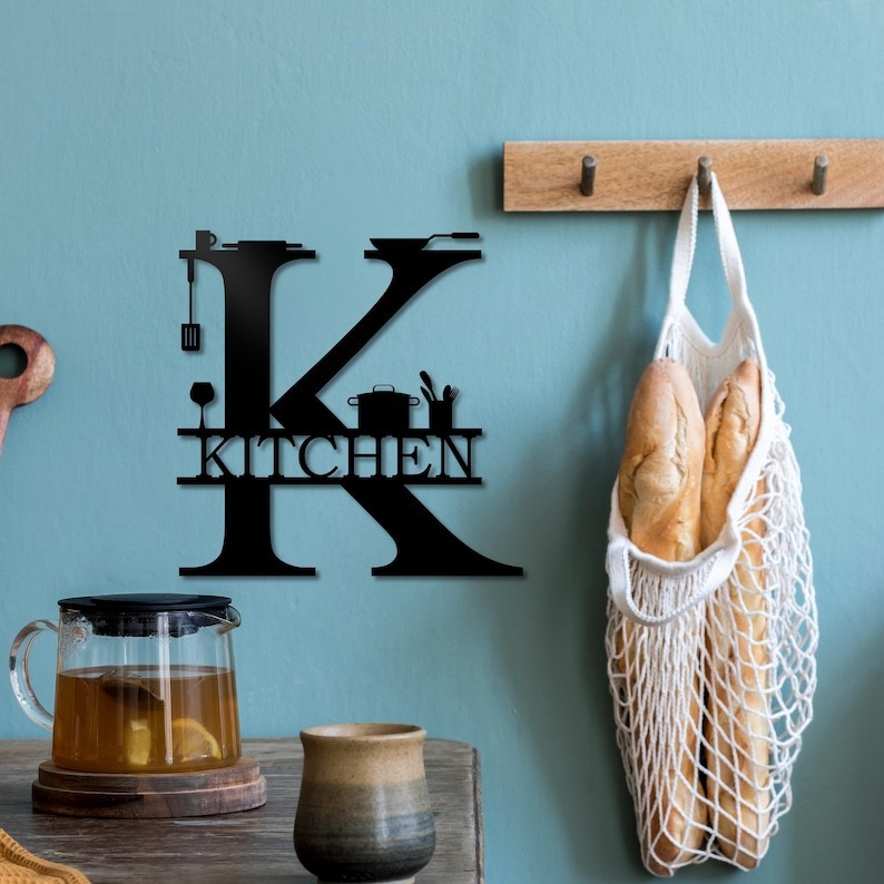 Modern Kitchen Statement - Sleek Black Metal Wall Sign