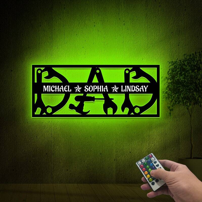 Heartfelt Metal Sign - Dad's Personalized Garage Mechanic LED Art