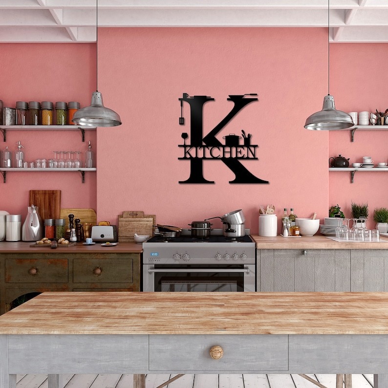 Modern Kitchen Statement - Sleek Black Metal Wall Sign
