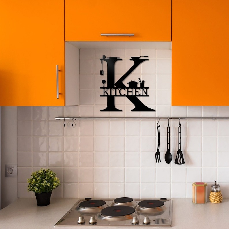 Modern Kitchen Statement - Sleek Black Metal Wall Sign