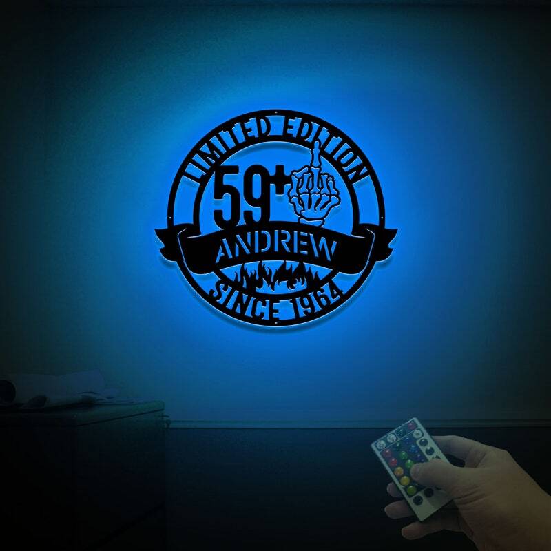 Custom LED Metal Sign - 60th Birthday Gift for Grandfather - Personalize Wall Art