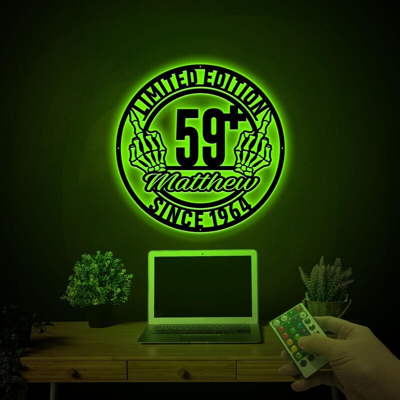 Lighted 60th Birthday Metal Sign for Dad's Special Day