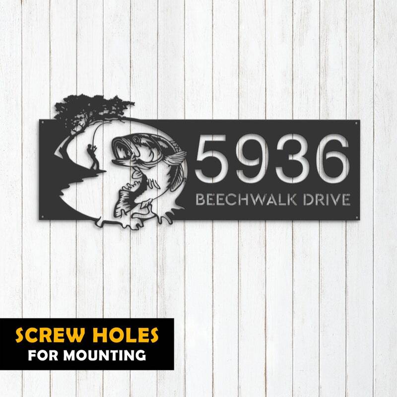 Custom Bass Fishing Metal Sign for Dad's Garden Sanctuary