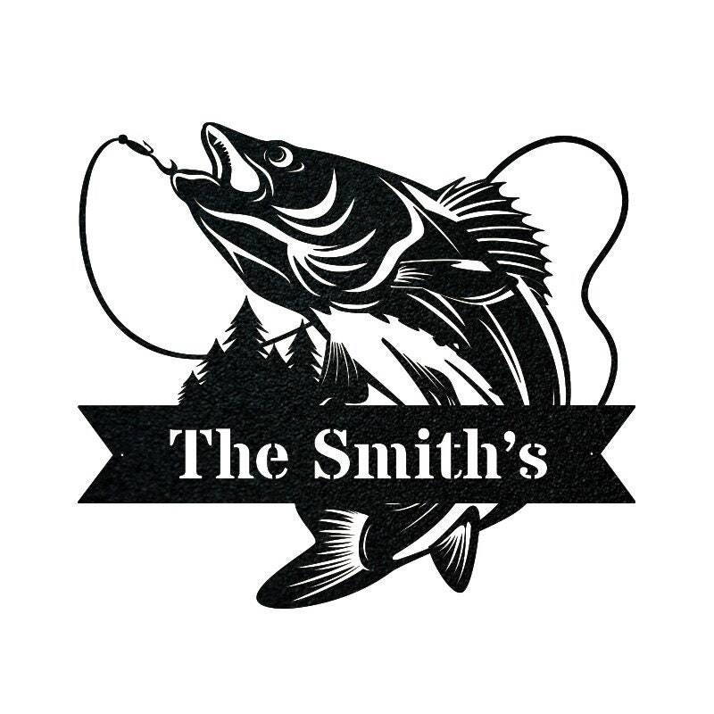 Walleye Fisherman Metal Sign for Dad's Outdoor Lure Decor