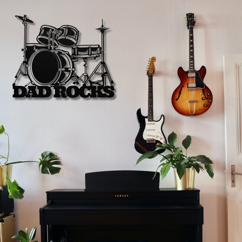 Personalized Guitar Metal Sign - Music Room Decor For Dad