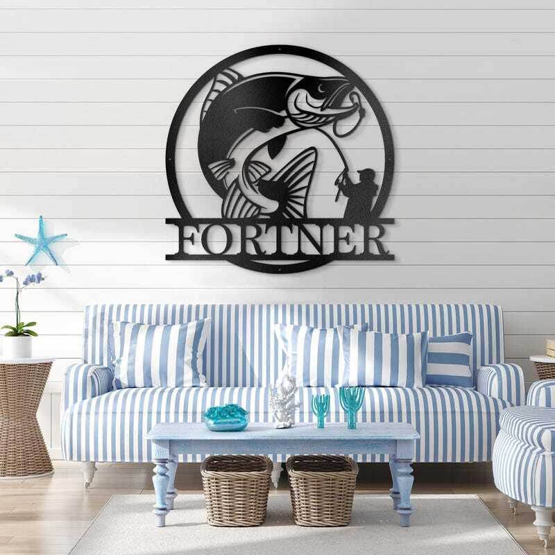 Majestic Personalized Bass Metal Sign for Fishing Decor