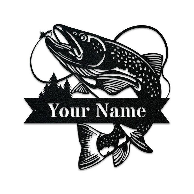 Reel Catch! Personalized Angler Bass Metal Sign for Dad