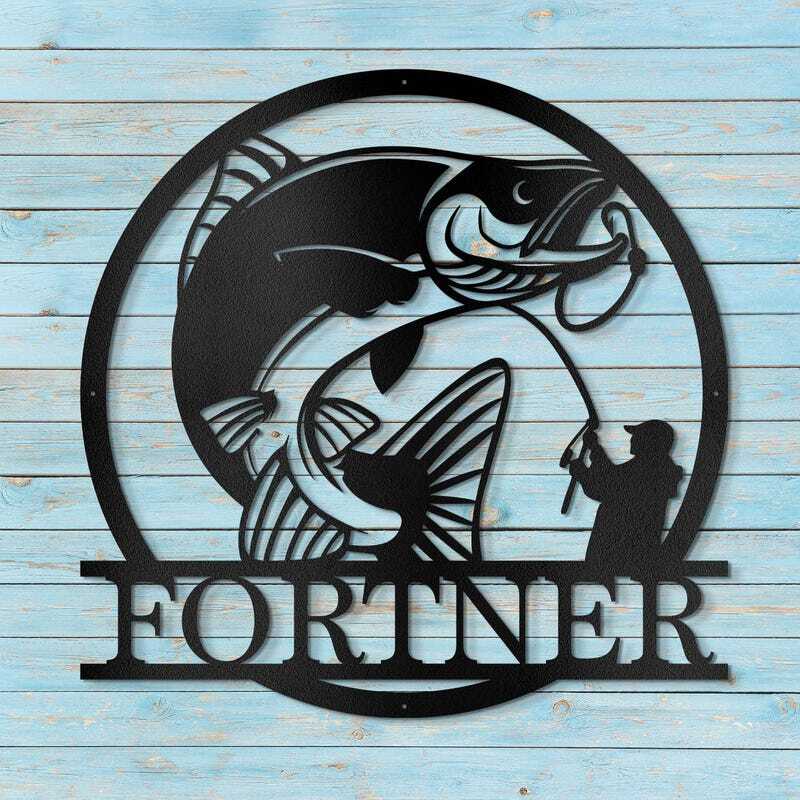 Majestic Personalized Bass Metal Sign for Fishing Decor - Personalize Wall Art