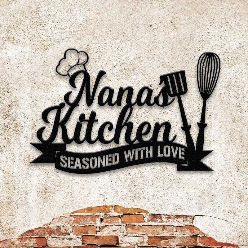 Glowing Grandma's Kitchen Metal Wall Art - Farmhouse LED Sign - Personalize Wall Art