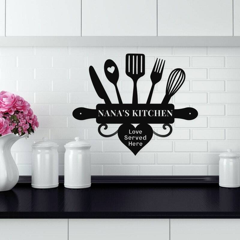 Grandma's Heart - Personalized Kitchen Metal Sign Gift for Mom & Nana - Personalize Wall Art