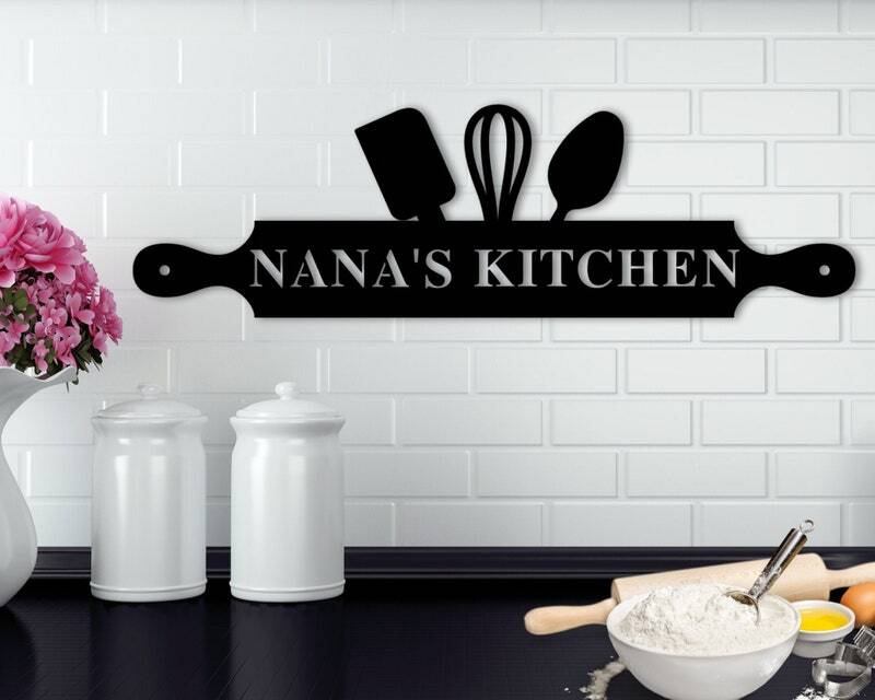 Love Etched in Steel - Personalized Metal Sign for Grandma's Kitchen - Personalize Wall Art