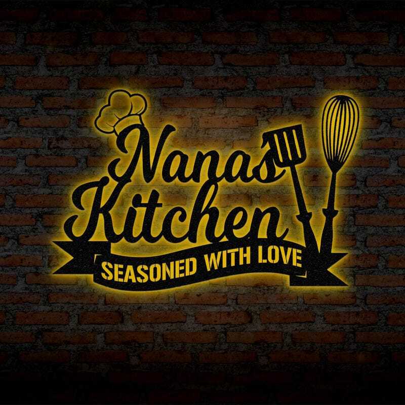 Glowing Grandma's Kitchen Metal Wall Art - Farmhouse LED Sign
