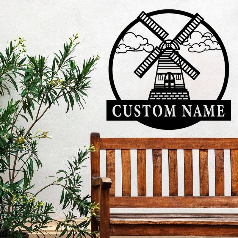 Charming Personalized Windmill Metal Sign for Rustic Living - Personalize Wall Art