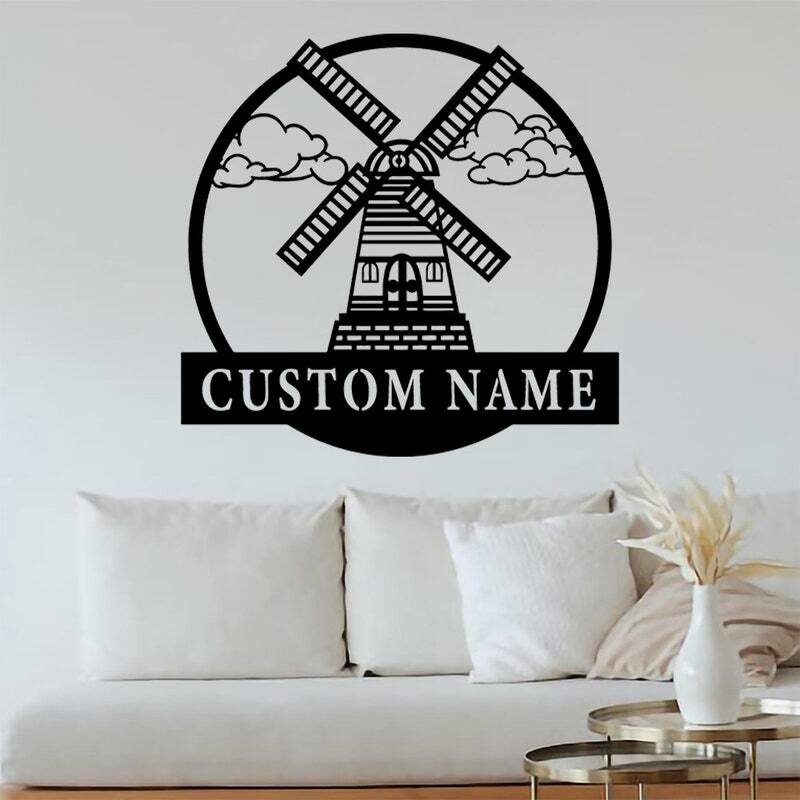 Charming Personalized Windmill Metal Sign for Rustic Living