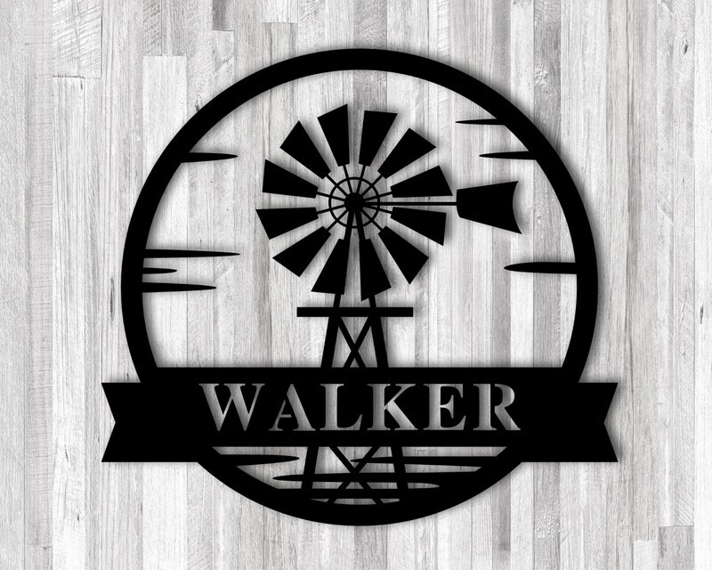 Heartfelt Windmill Farmhouse Metal Sign - Custom Family Name